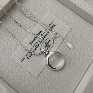 Wholesale 925 Sterling Silver White Agate Necklace