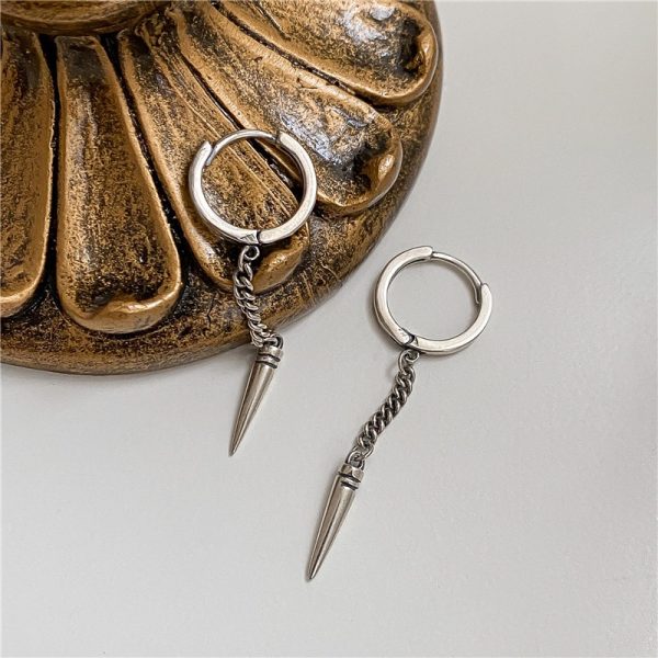 Wholesale 925 Sterling Silver Vintage Rivet Long Earrings - Image 3