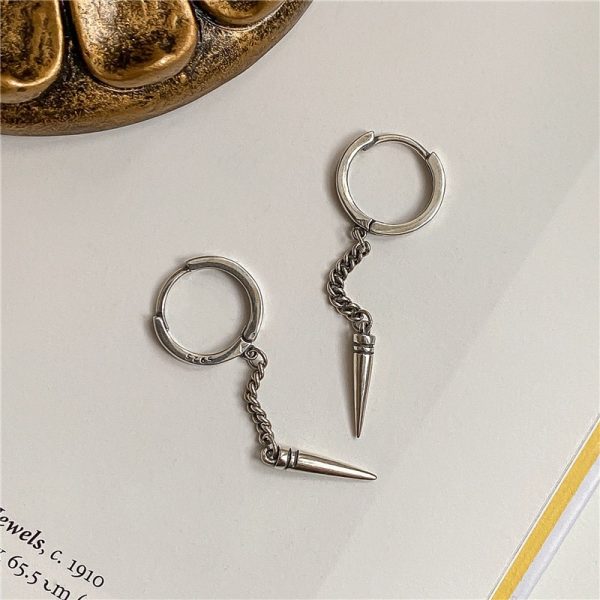 Wholesale 925 Sterling Silver Vintage Rivet Long Earrings - Image 5