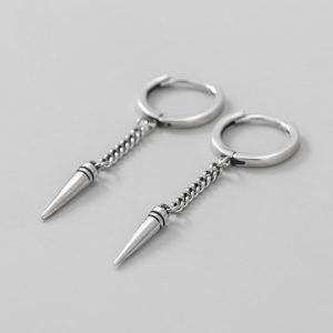Wholesale 925 Sterling Silver Vintage Rivet Long Earrings