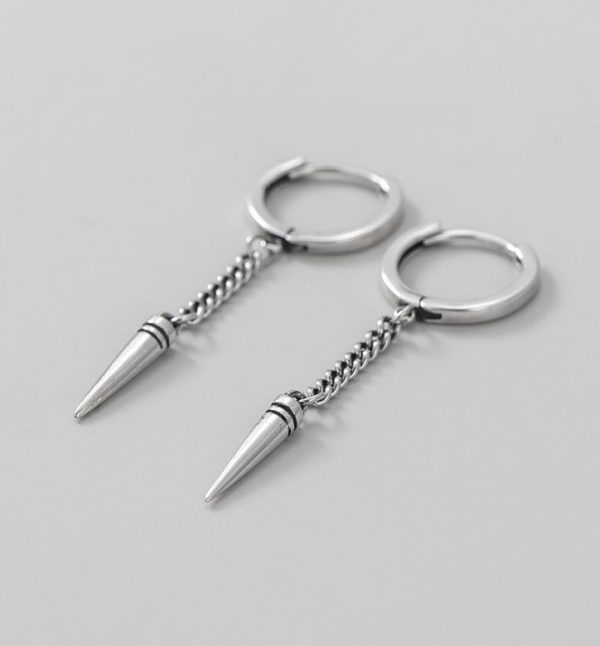 Wholesale 925 Sterling Silver Vintage Rivet Long Earrings