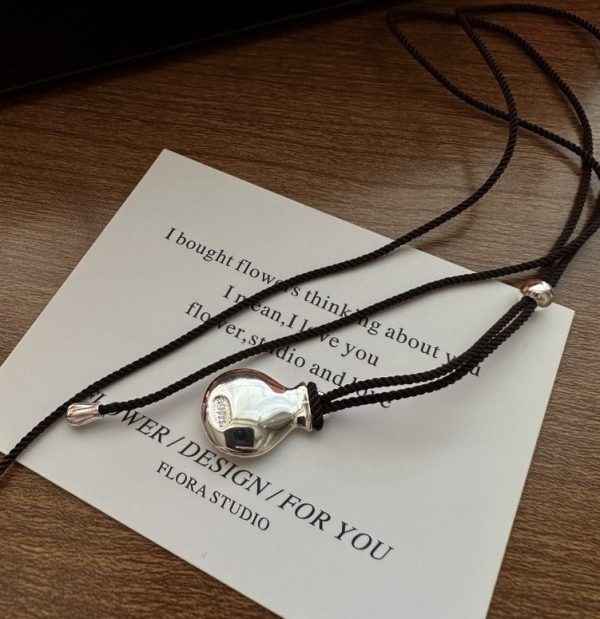 Wholesale 925 Sterling Silver Flask Adjustable Cord Necklace - Image 2