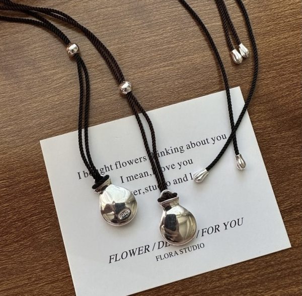 Wholesale 925 Sterling Silver Flask Adjustable Cord Necklace - Image 3