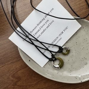 Wholesale 925 Sterling Silver Enamel Circle Cord Necklace