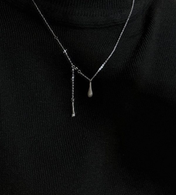 Wholesale 925 Sterling Silver Brushed Waterdrop Necklace - Image 4