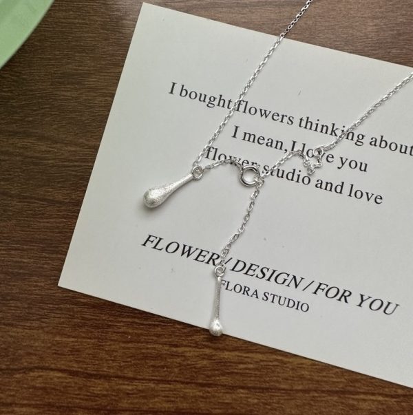 Wholesale 925 Sterling Silver Brushed Waterdrop Necklace - Image 3