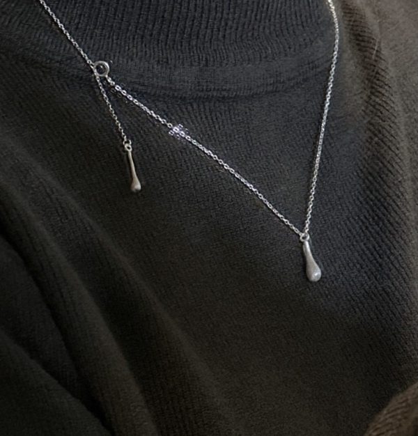 Wholesale 925 Sterling Silver Brushed Waterdrop Necklace - Image 6