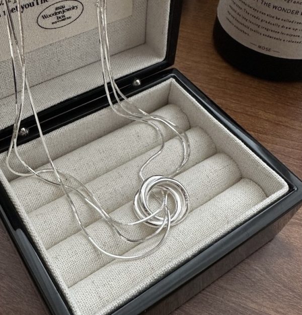 Wholesale 925 Sterling Silver Loop Three Layer Necklace