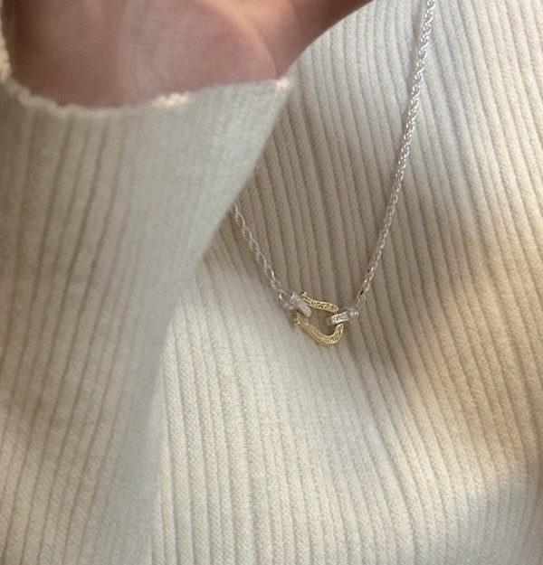 Wholesale 925 Sterling Silver With Gold horseshoe Necklace - Image 5