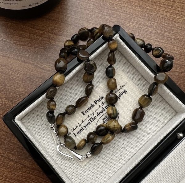 Wholesale 925 Sterling Silver Tiger's eye Stone Necklace