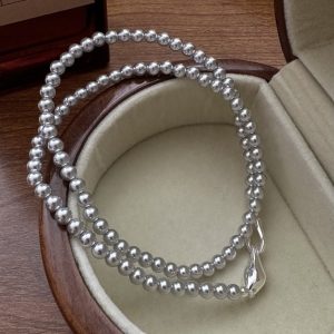 Wholesale 925 Sterling Silver Artificial Bright Pearl Necklace