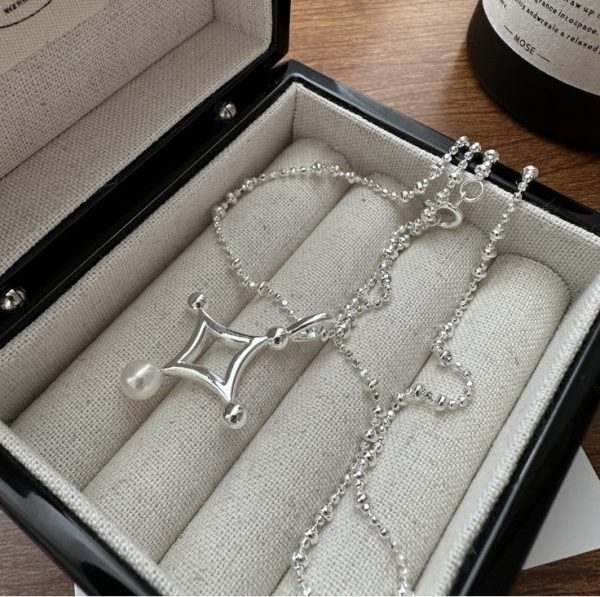 Wholesale 925 Sterling Silver Rhombic Pearl Necklace & Simple Pearl Necklace - Image 2