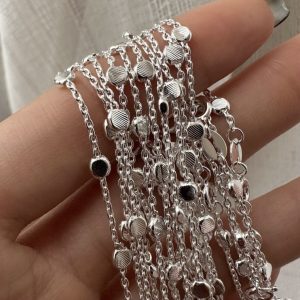 Wholesale 925 Sterling Silver Italian Sparkling Bead Chain Necklace