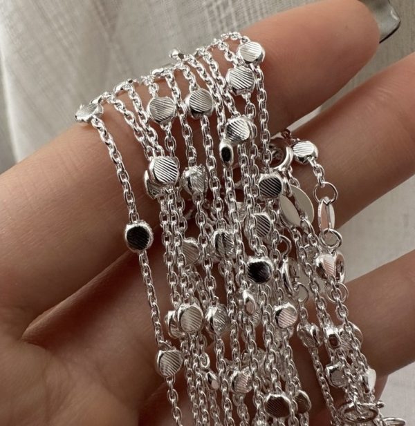 Wholesale 925 Sterling Silver Italian Sparkling Bead Chain Necklace