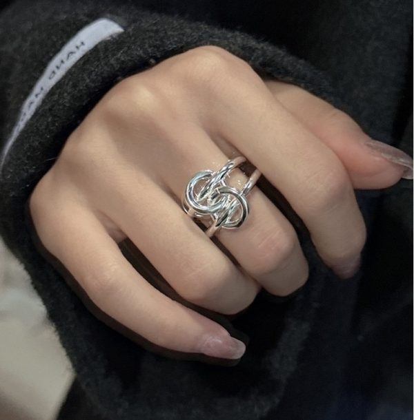 Wholesale 925 Sterling Silver Double Layer And Circle Ring - Image 4