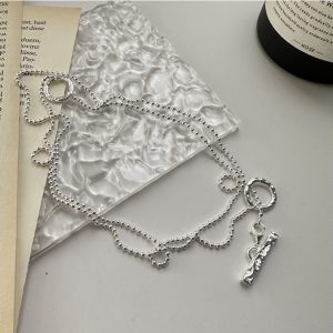 Wholesale 925 Sterling Silver Beaded Sweater Chain Necklace