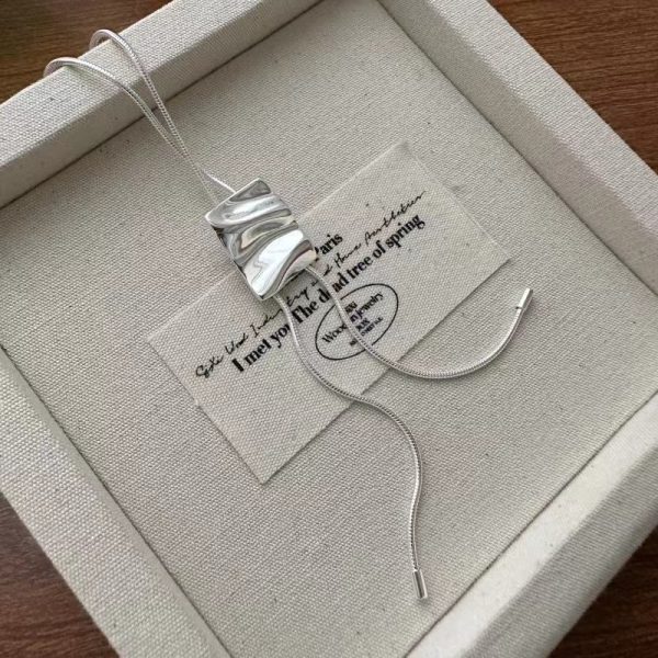 Wholesale 925 Sterling Silver Square Pull Necklace