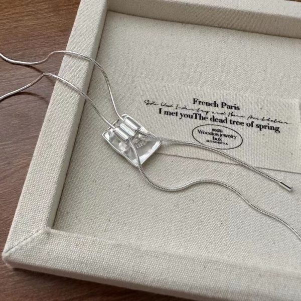 Wholesale 925 Sterling Silver Square Pull Necklace - Image 3
