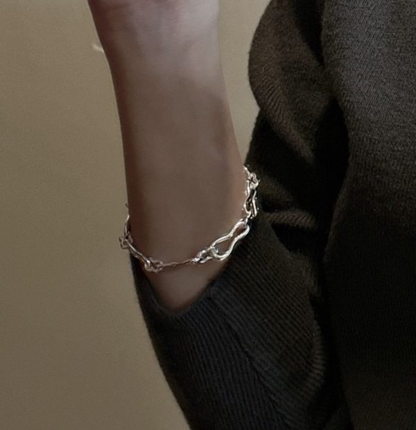 Wholesale 925 Sterling Silver Irregular Simple Bracelet - Image 4
