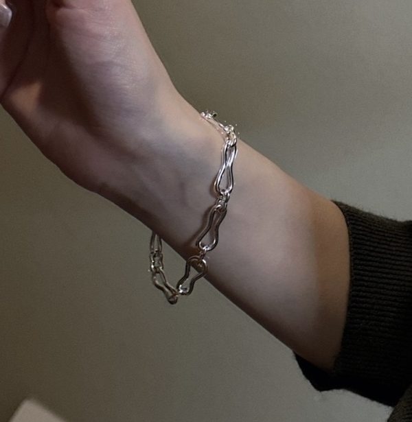 Wholesale 925 Sterling Silver Irregular Simple Bracelet - Image 5