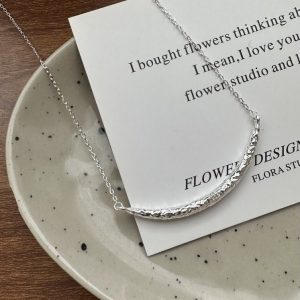 Wholesale 925 Sterling Silver Textured Smile Necklace
