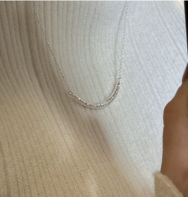 Wholesale 925 Sterling Silver Textured Smile Necklace - Image 4