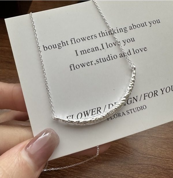 Wholesale 925 Sterling Silver Textured Smile Necklace - Image 3