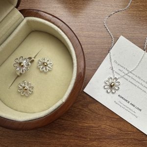 Wholesale 925 Sterling Silver Daisy Flower Necklace & Earrings & Ring