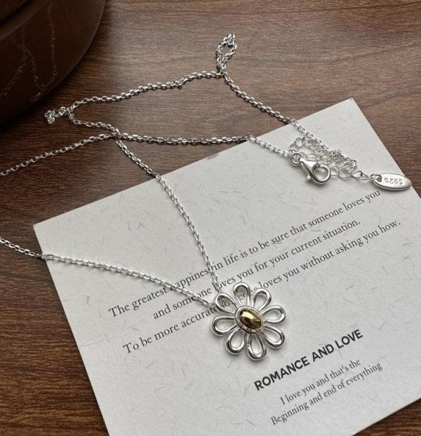 Wholesale 925 Sterling Silver Daisy Flower Necklace & Earrings & Ring - Image 2