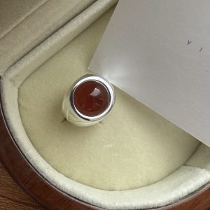 Wholesale 925 Sterling Silver Red Agate Wide Ring