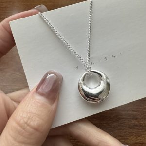 Wholesale 925 Sterling Silver Ring Peace Circle Necklace