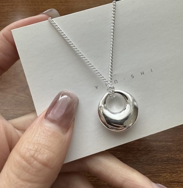 Wholesale 925 Sterling Silver Ring Peace Circle Necklace