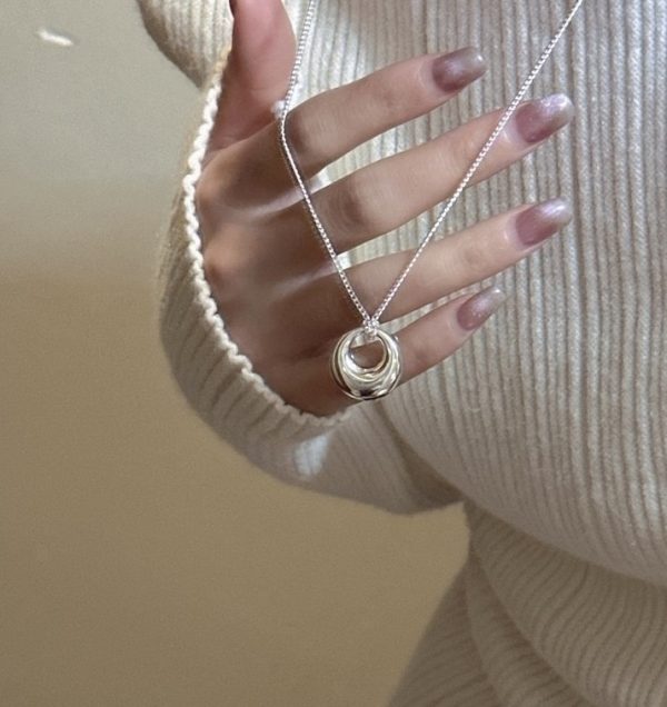 Wholesale 925 Sterling Silver Ring Peace Circle Necklace - Image 6