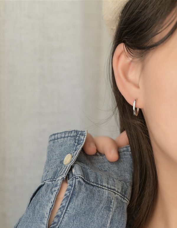 Wholesale 925 Sterling Silver Classic Plain Hoop Earrings - Image 5