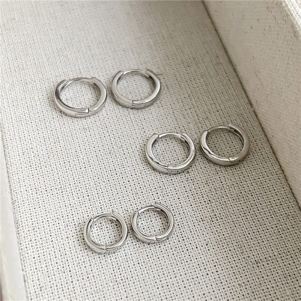 Wholesale 925 Sterling Silver Classic Plain Hoop Earrings - Image 3
