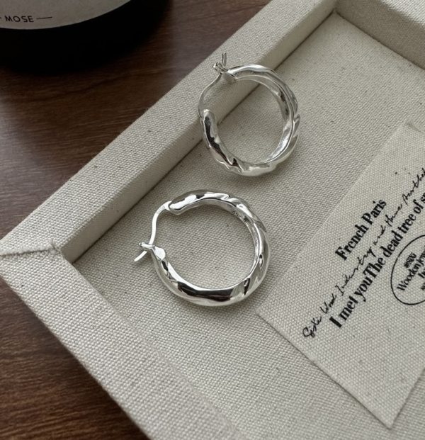 Wholesale 925 Sterling Silver Textured Hoop Earrings