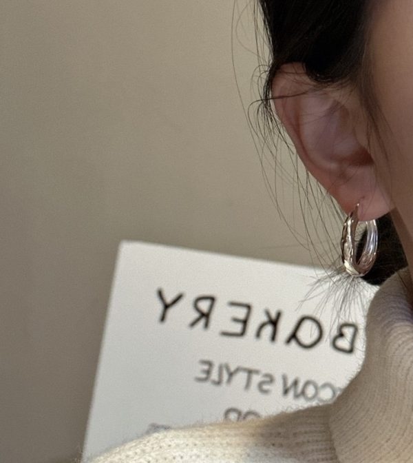 Wholesale 925 Sterling Silver Textured Hoop Earrings - Image 4