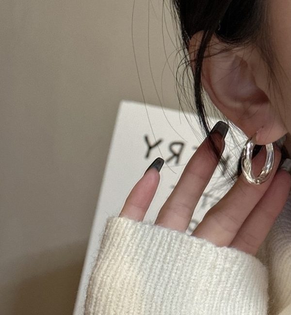Wholesale 925 Sterling Silver Textured Hoop Earrings - Image 6