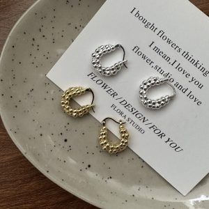 Wholesale 925 Sterling Silver Beaded Hoop Earrings