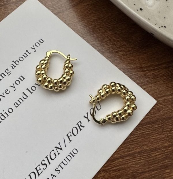 Wholesale 925 Sterling Silver Beaded Hoop Earrings - Image 3