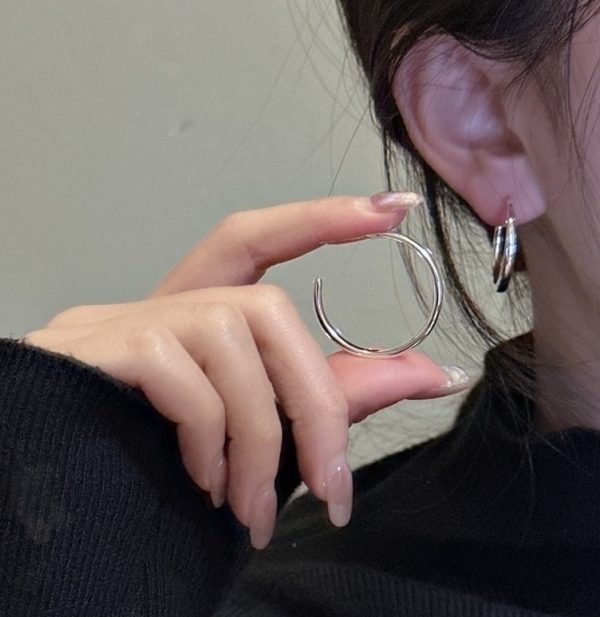 Wholesale 925 Sterling Silver C Shape Hoop Earrings - Image 5