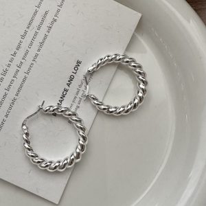 Wholesale 925 Sterling Silver Croissant Big Hoop Earrings