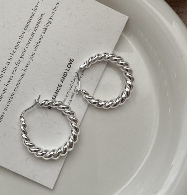 Wholesale 925 Sterling Silver Croissant Big Hoop Earrings