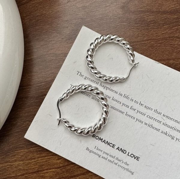 Wholesale 925 Sterling Silver Croissant Big Hoop Earrings - Image 2