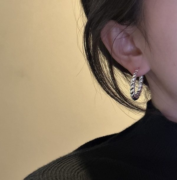 Wholesale 925 Sterling Silver Croissant Big Hoop Earrings - Image 5