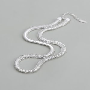 Wholesale 925 Sterling Silver Chunky Flat Snake Chain Necklace
