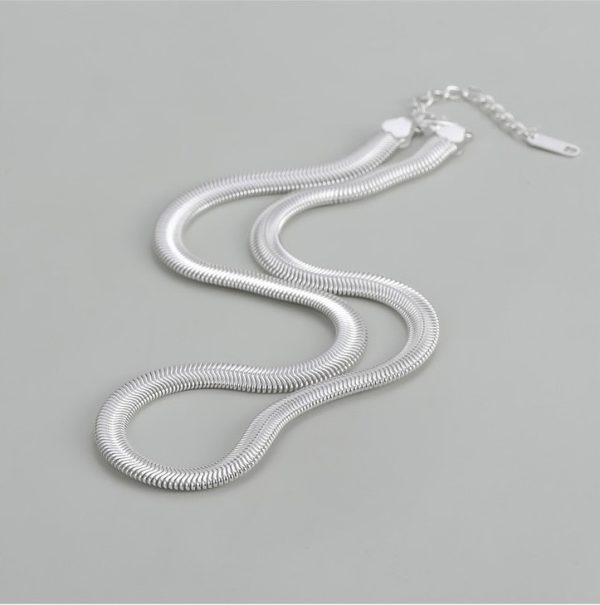 Wholesale 925 Sterling Silver Chunky Flat Snake Chain Necklace