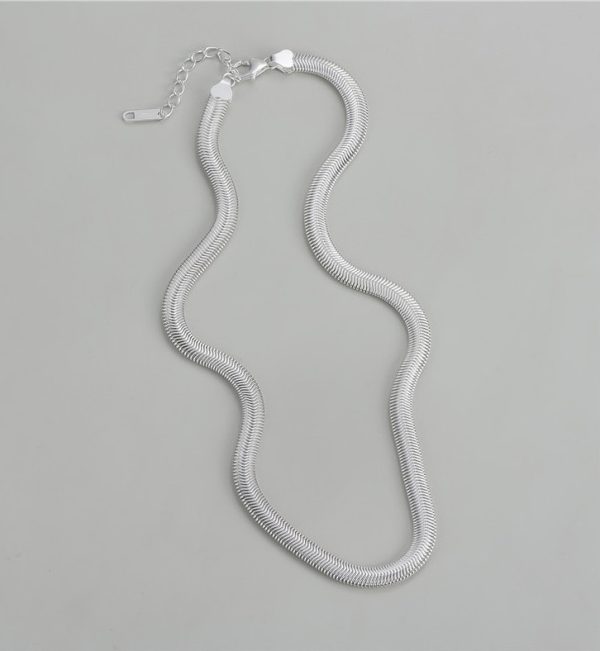 Wholesale 925 Sterling Silver Chunky Flat Snake Chain Necklace - Image 2