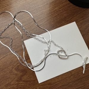 Wholesale 925 Sterling Silver OT Design Long Sweater Necklace