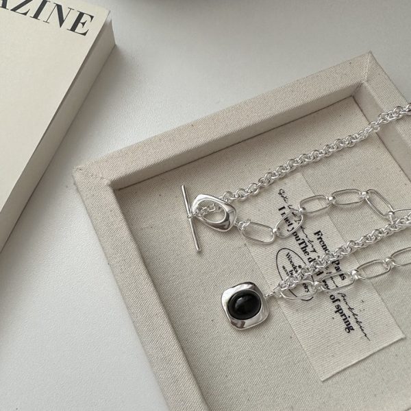Wholesale 925 Sterling Silver Black Agate Fashionable Necklace - Image 2